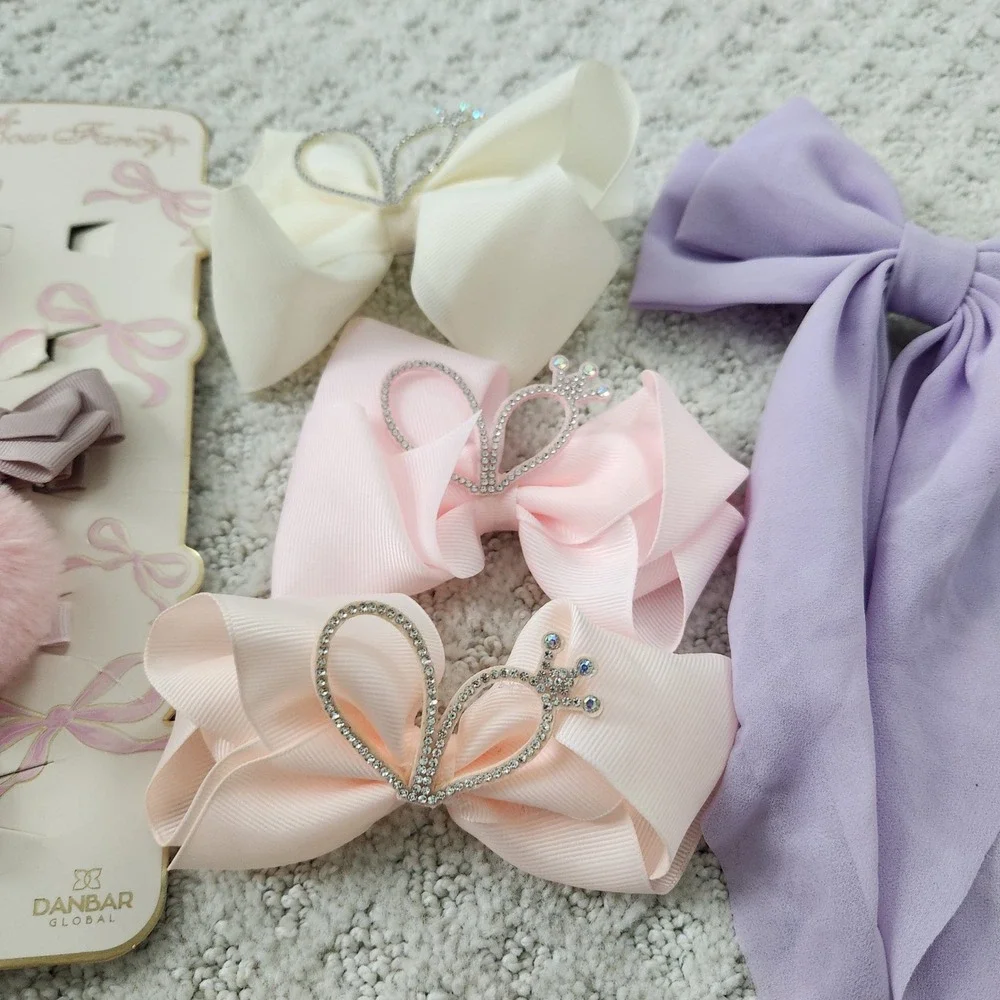 Baby Girl Hair Accessory Lot Bows Headbands Pom‎ Poms Clips Mixed Bundle